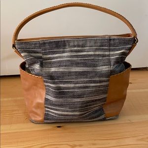 Fossil tote - linen and leather